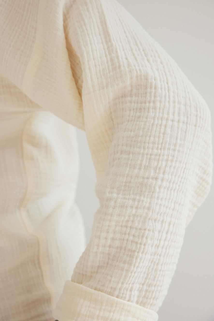 Coupon 1.3m de DOUBLE GAZE DE COTON ÉCRUE grande largeur 280cm – Image 3