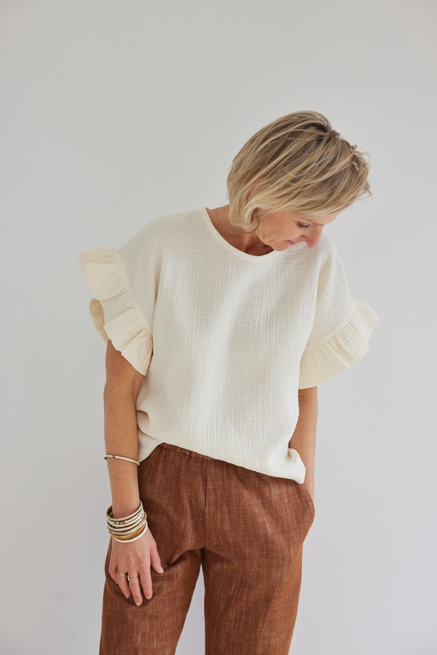 Coupon 1.3m de DOUBLE GAZE DE COTON ÉCRUE grande largeur 280cm – Image 7