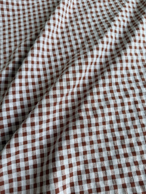 Coupon 2m ou 3m de VICHY SEERSUCKER BORDEAUX & LILAS