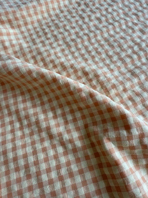 Coupon 2m ou 3m de VICHY SEERSUCKER VANILLE & CORAIL