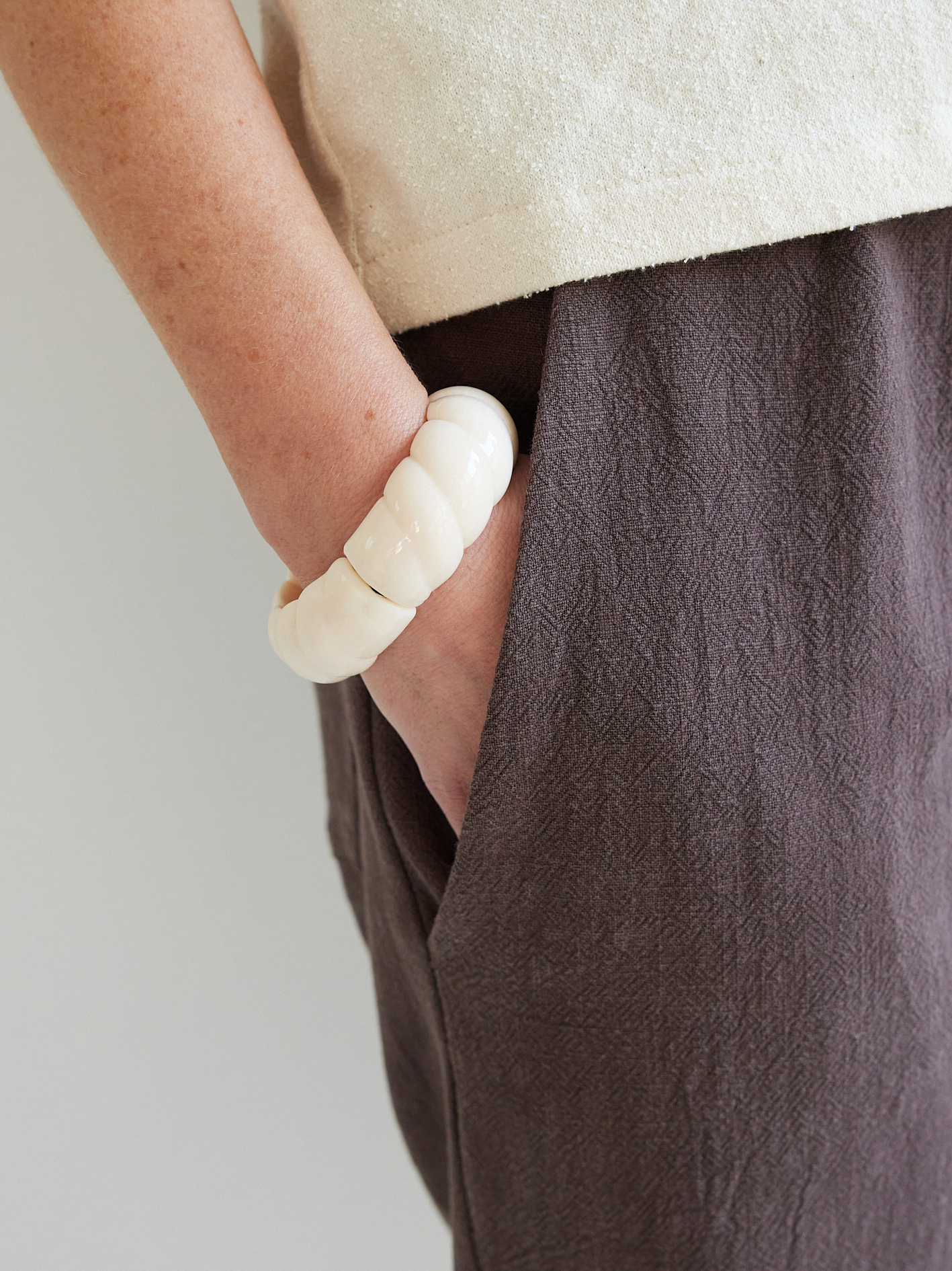 Jonc torsadé en résine recyclée écrue