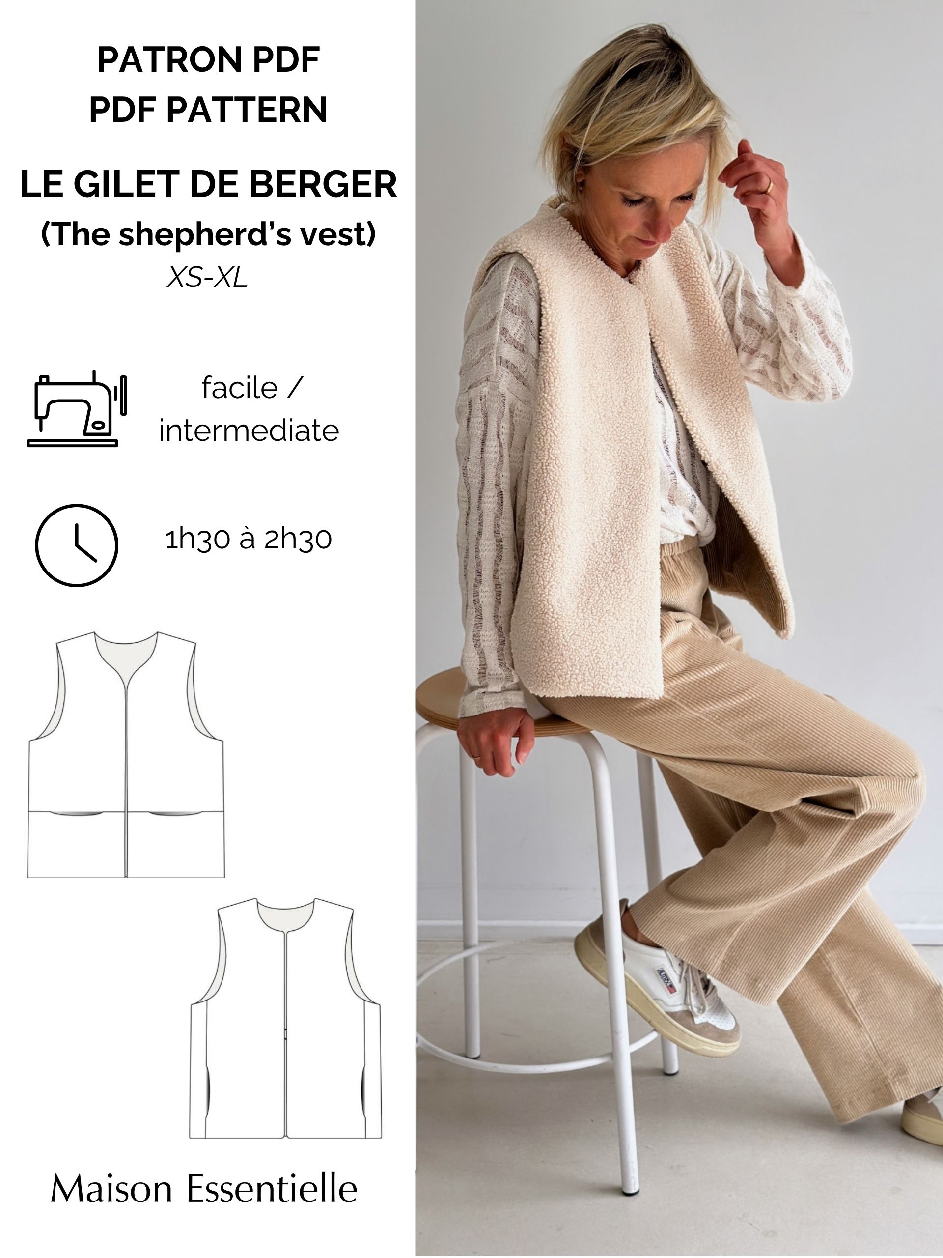 Patron le GILET DE BERGER/ the SHEPHERD'S VEST pattern - PDF