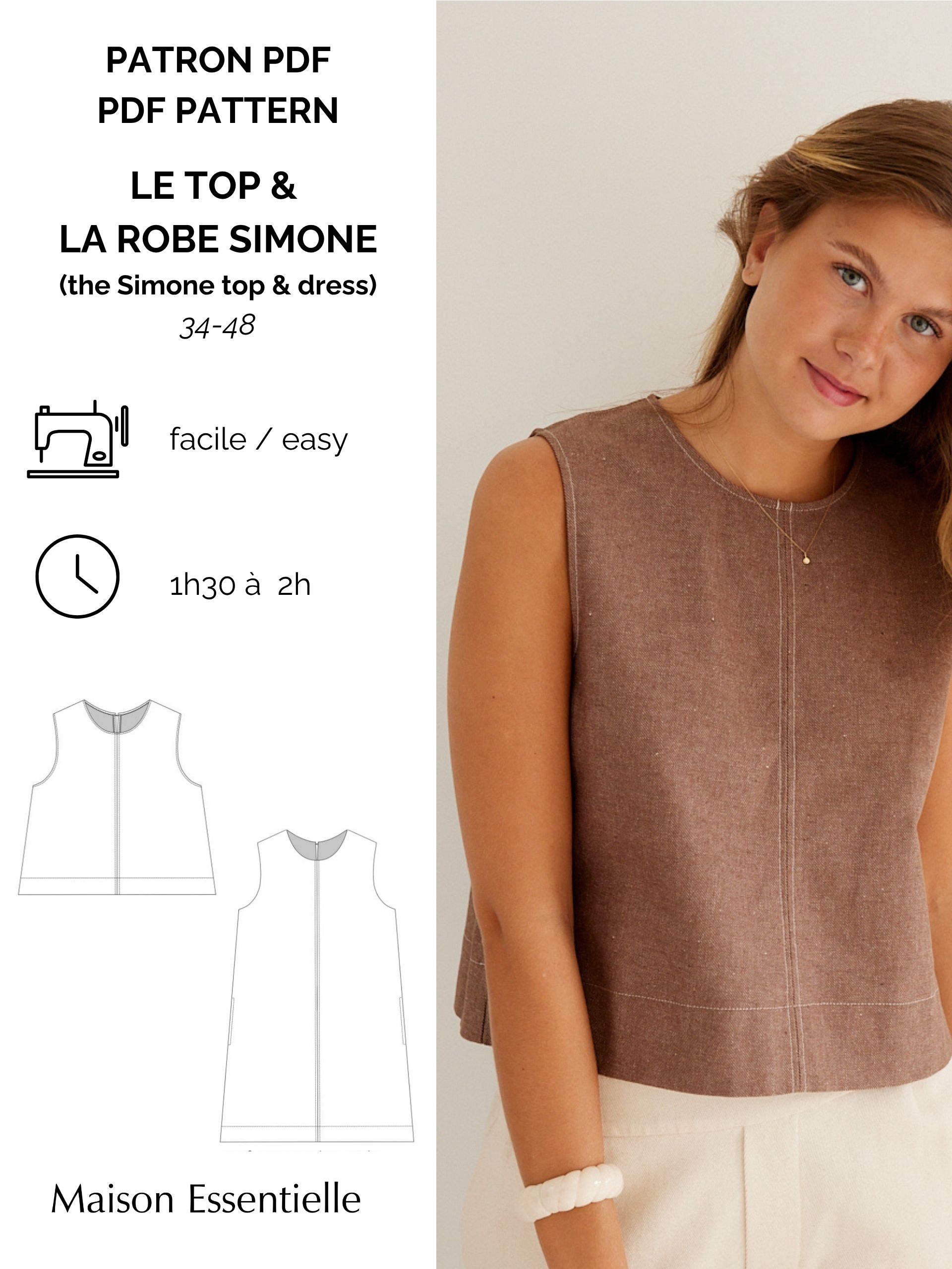 Patron le TOP & LA ROBE SIMONE/ the SIMONE TOP & DRESS pattern - PDF