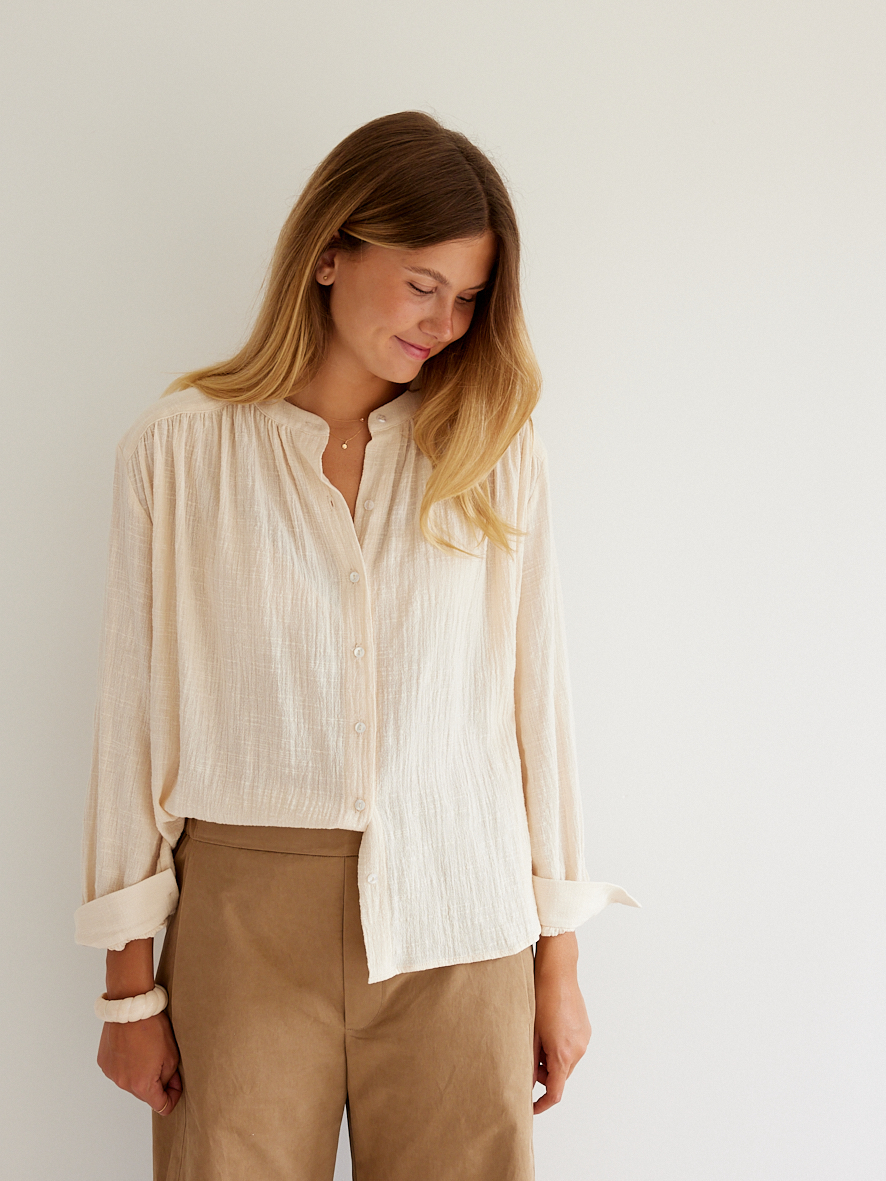 KIT À COUDRE - La blouse Allure en voile de coton tramé écru