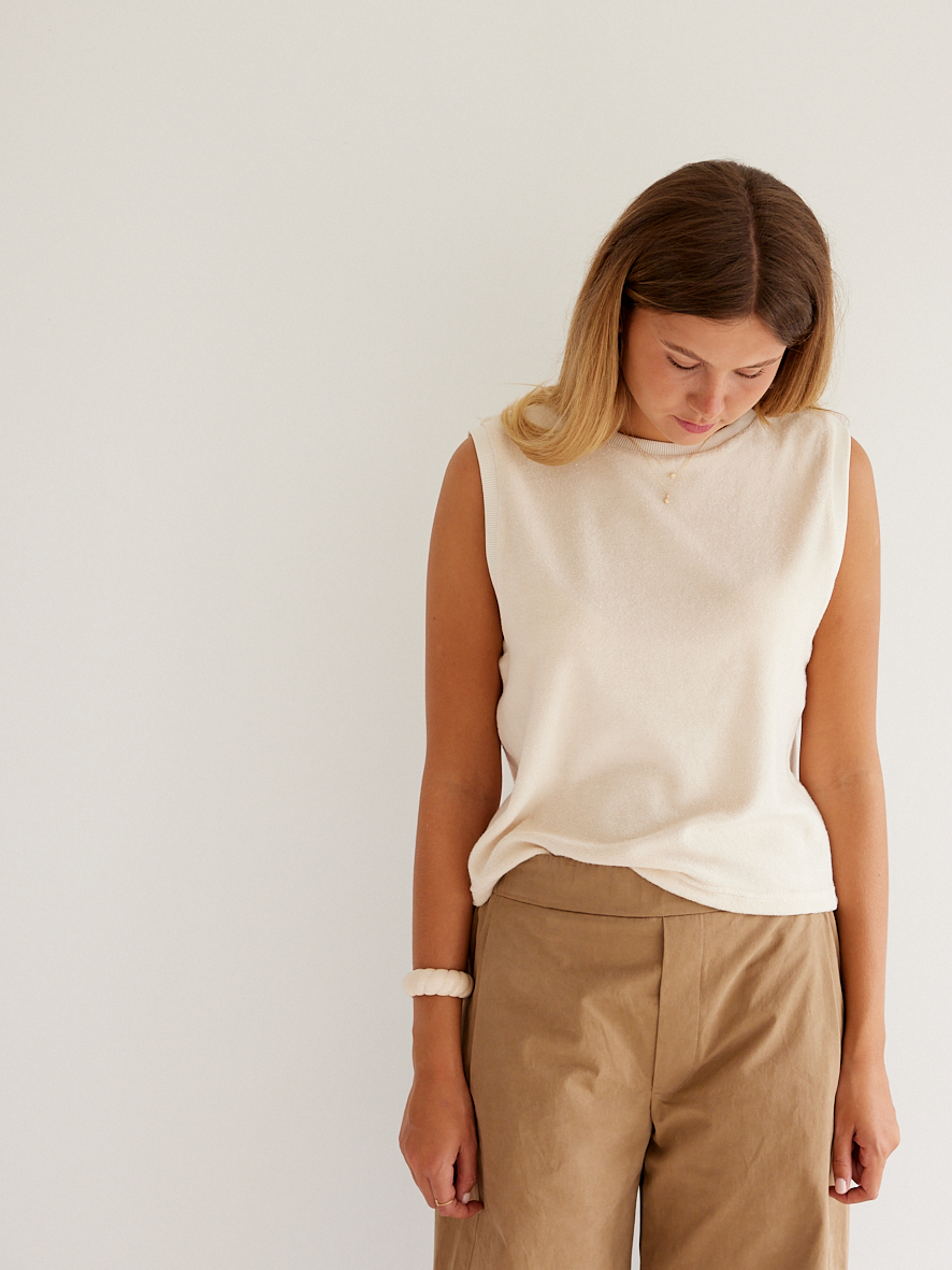 Le top Marcel en éponge écrue Oekotex - cousu