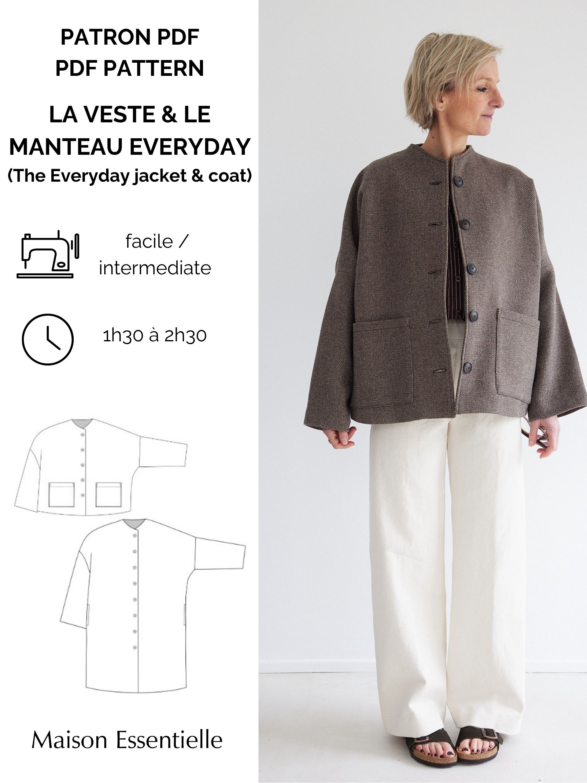 Patron la veste & le manteau EVERYDAY/ the EVERYDAY jacket & coat pattern - PDF