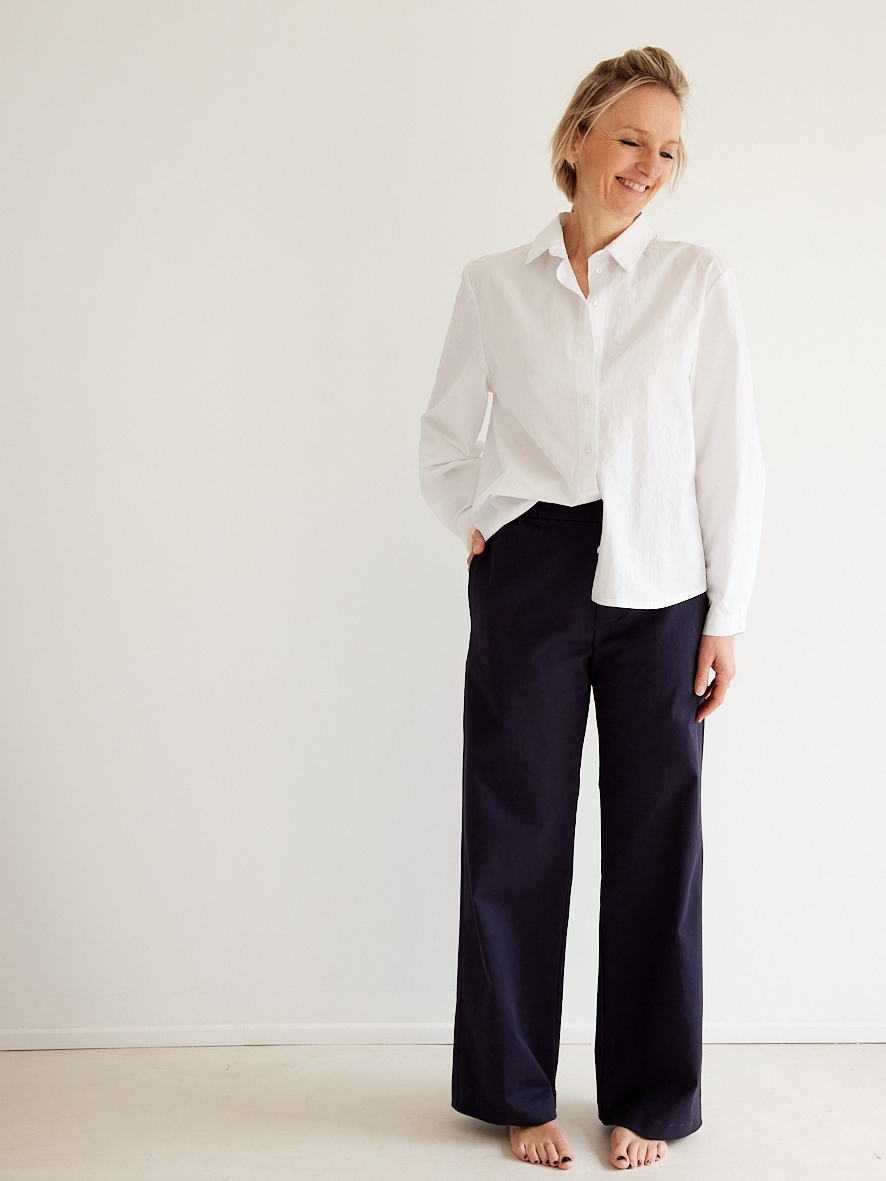 Le pantalon Bobo en coton marine - cousu