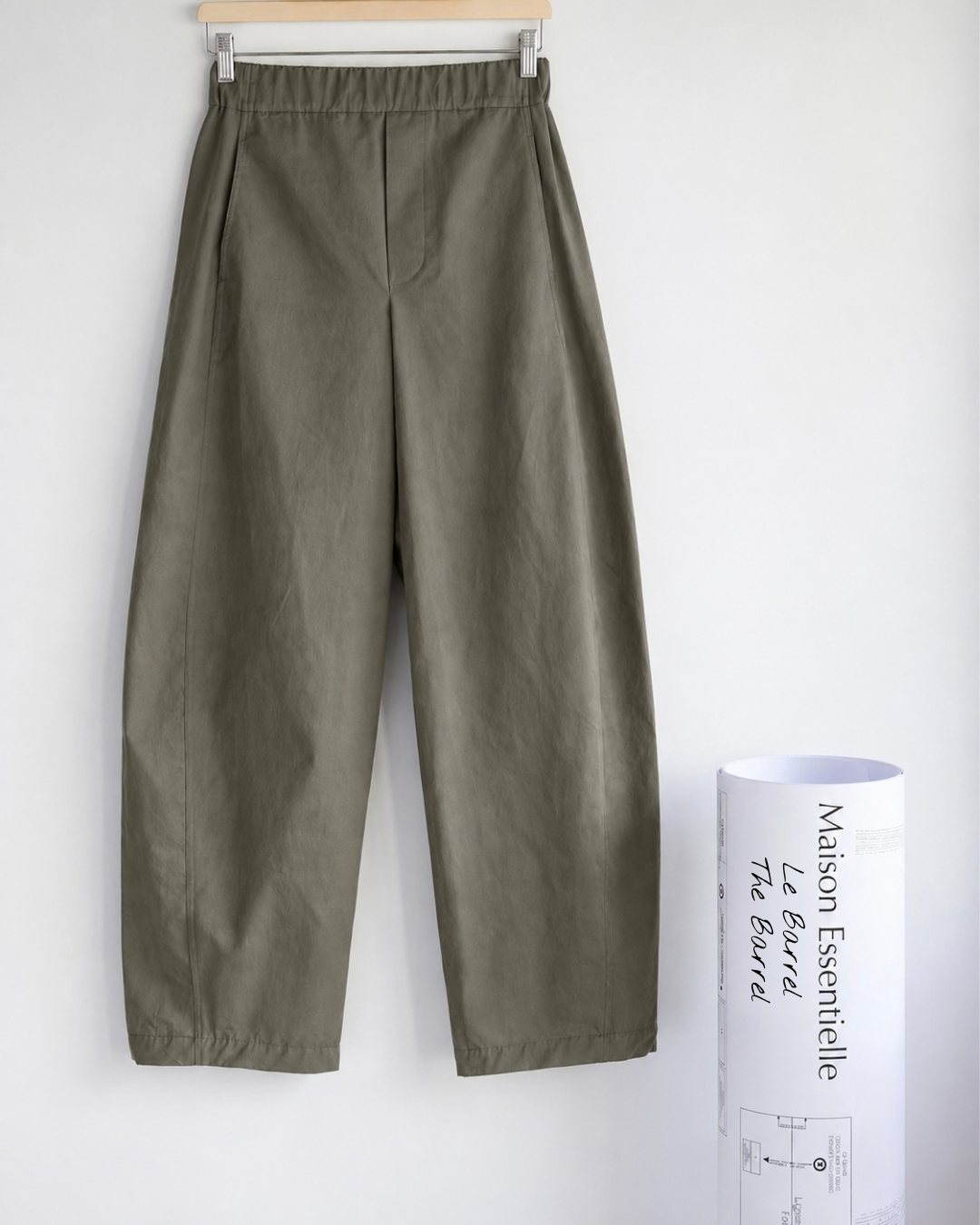 Coupon 2m de SERGÉ KAKI CENDRÉ Oekotex – Image 2