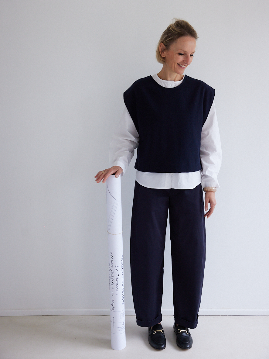 Coupon 0,8m de FLANELLE DE LAINE MARINE – Image 5