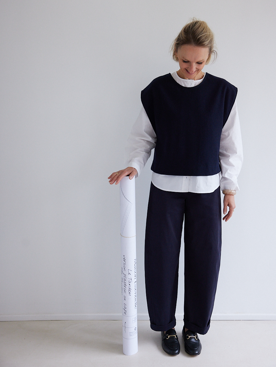 Coupon 0,8m de FLANELLE DE LAINE MARINE – Image 6