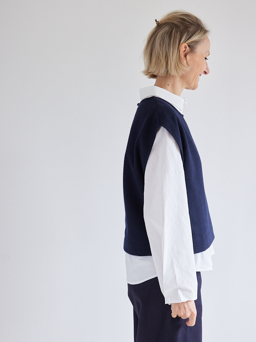 Coupon 0,8m de FLANELLE DE LAINE MARINE – Image 7