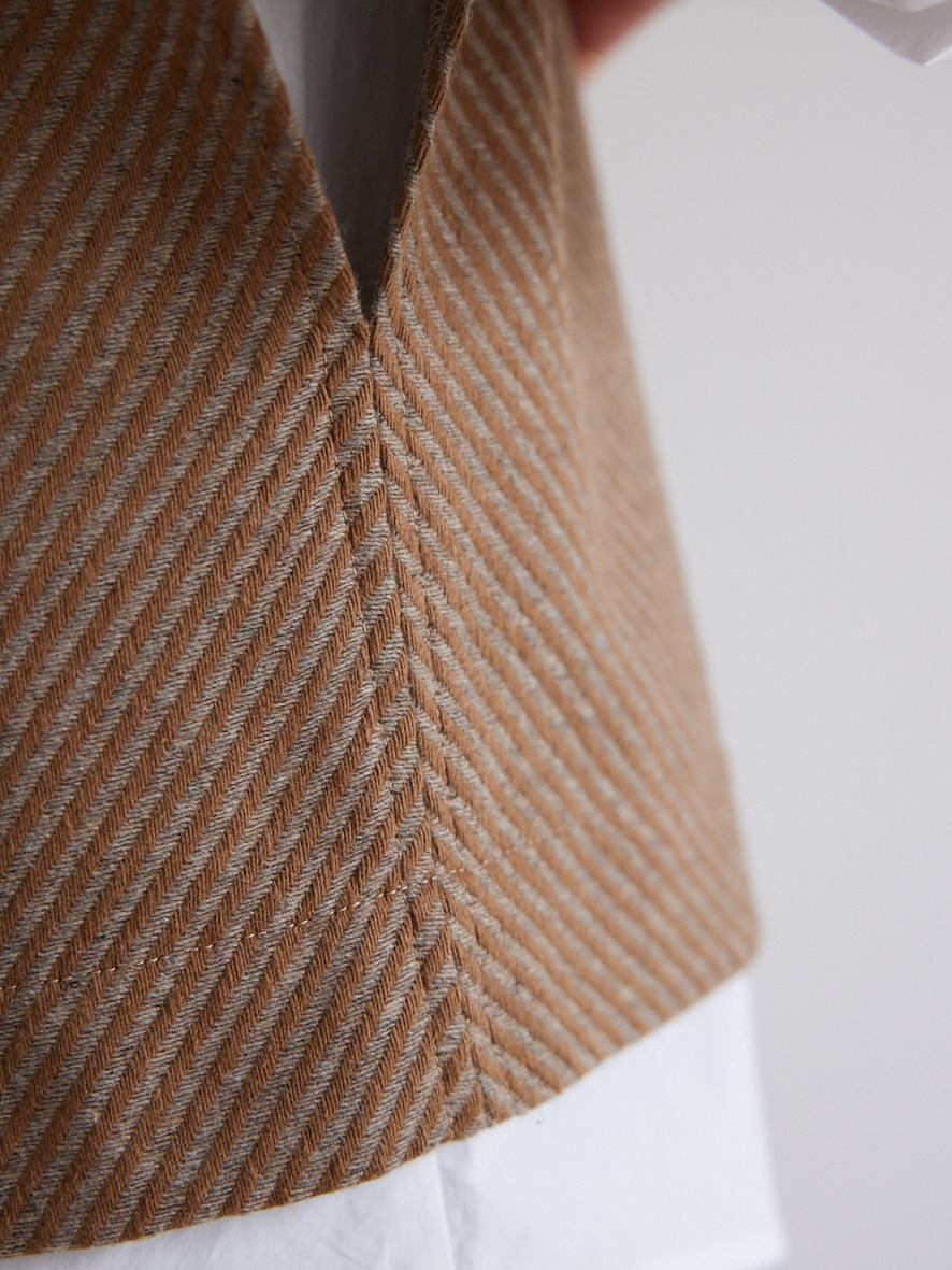 Coupon 0,8m de FLANELLE DE LAINE STRIÉE CAMEL & GRIS – Image 13