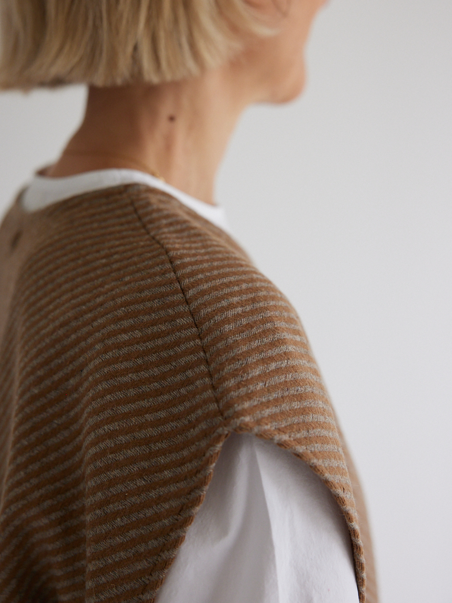 Coupon 0,8m de FLANELLE DE LAINE STRIÉE CAMEL & GRIS – Image 12