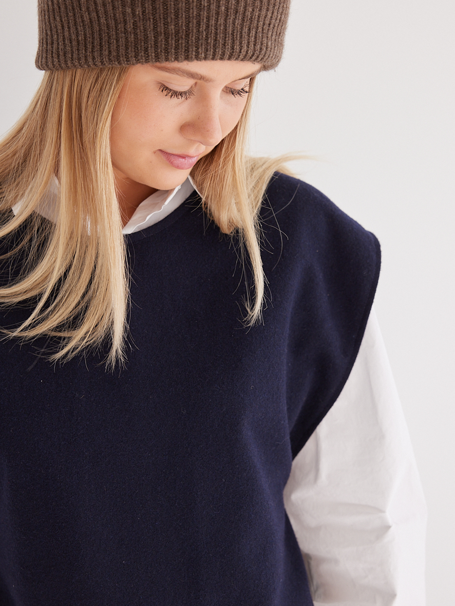 Coupon 0,8m de FLANELLE DE LAINE MARINE – Image 3