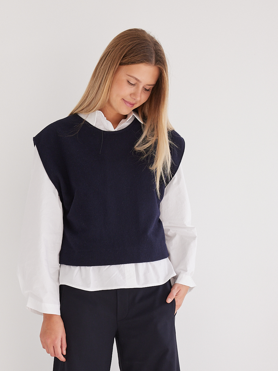 KIT À COUDRE - le plastron Tandem en flanelle de laine marine
