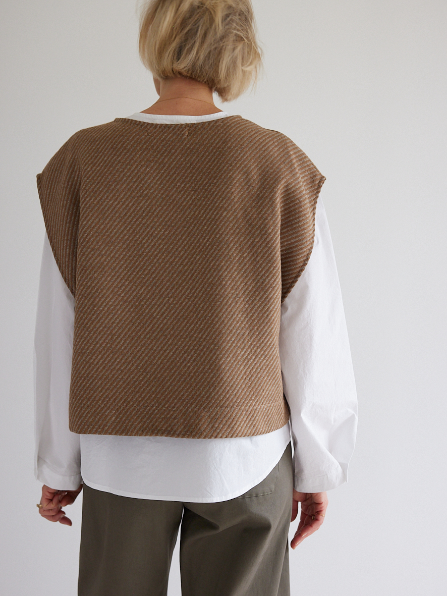 Coupon 0,8m de FLANELLE DE LAINE STRIÉE CAMEL & GRIS – Image 7